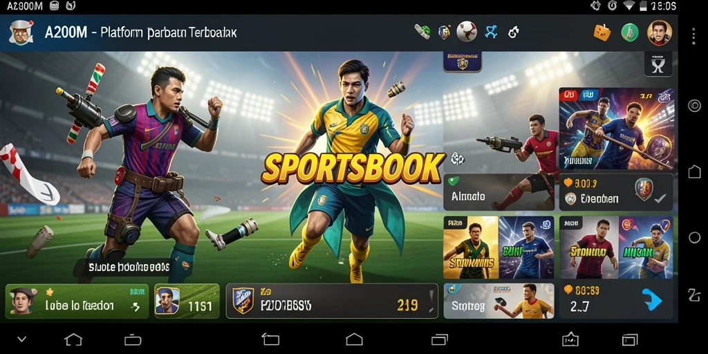 Screenshot gameplay A200M yang menampilkan taruhan olahraga yang menarik.