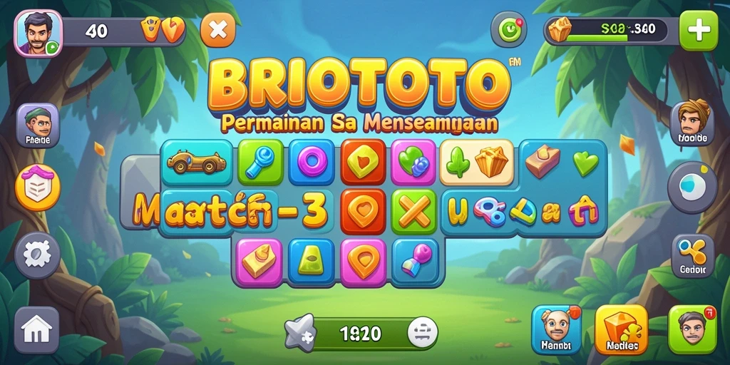 Tampilan gameplay seru di BRIOTOTO dengan elemen Match-3.