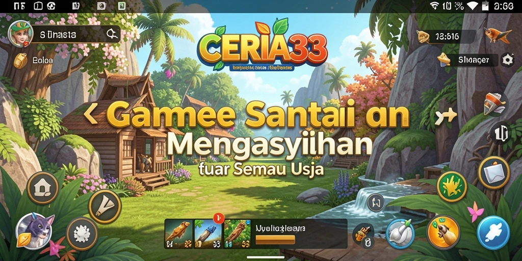 Tangkapan layar utama CERIA33 menampilkan gameplay yang ceria dan penuh warna.