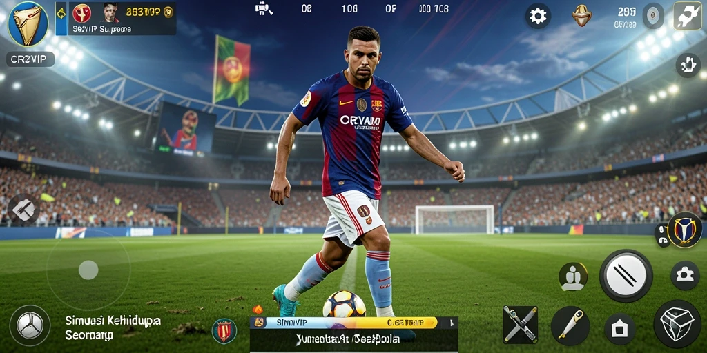 Screenshot gameplay CR7VIP menampilkan aksi mendebarkan di lapangan sepakbola.