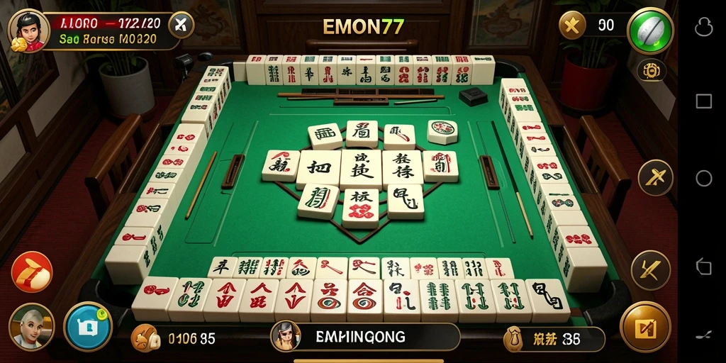 Tampilan gameplay seru dari EMON77 dengan Mahjong yang menantang.