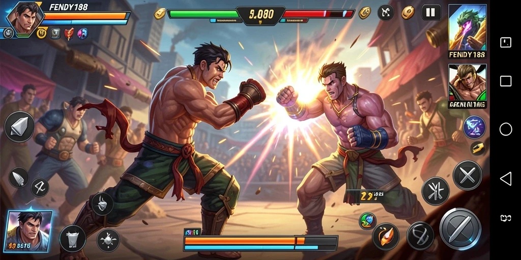 Screenshot gameplay FENDY188 menampilkan pertarungan seru antar karakter.