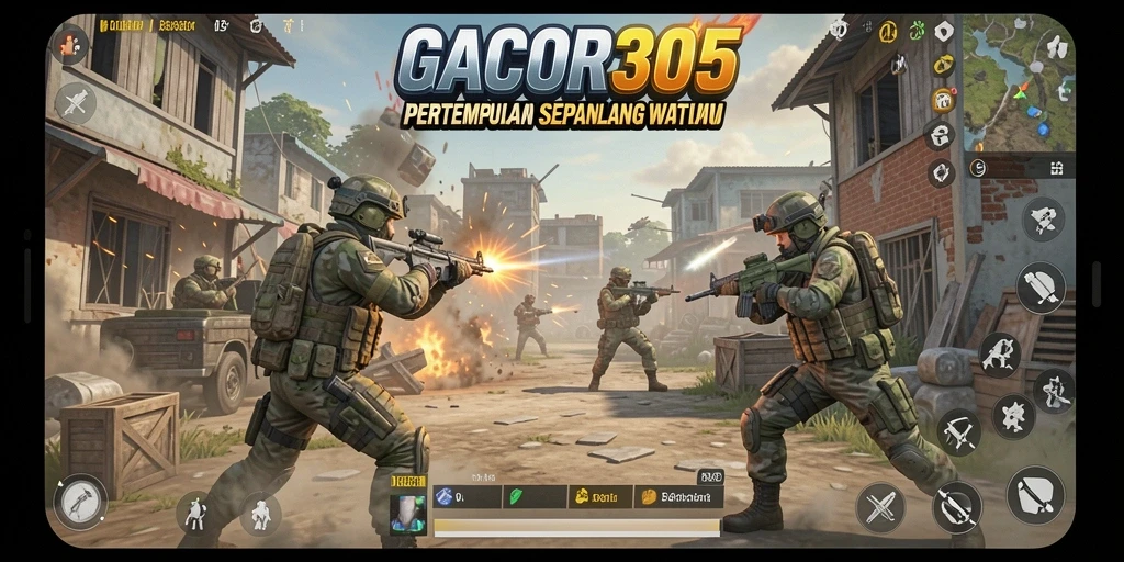 Tampilan gameplay GACOR305 yang menyuguhkan pertempuran seru di arena.