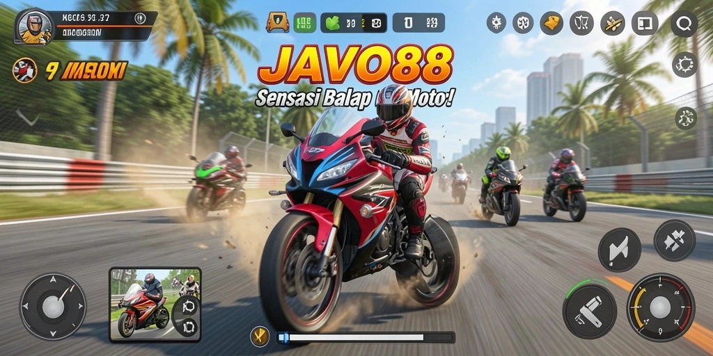 Gameplay menegangkan di JAVO88 yang penuh aksi balap motor.