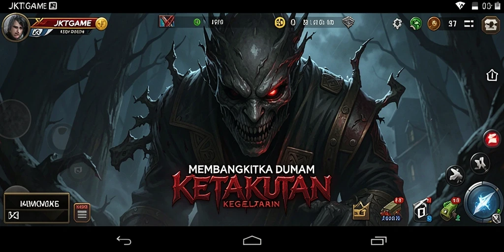 Tampilan gameplay menakutkan dengan suasana gelap dan mencekam.