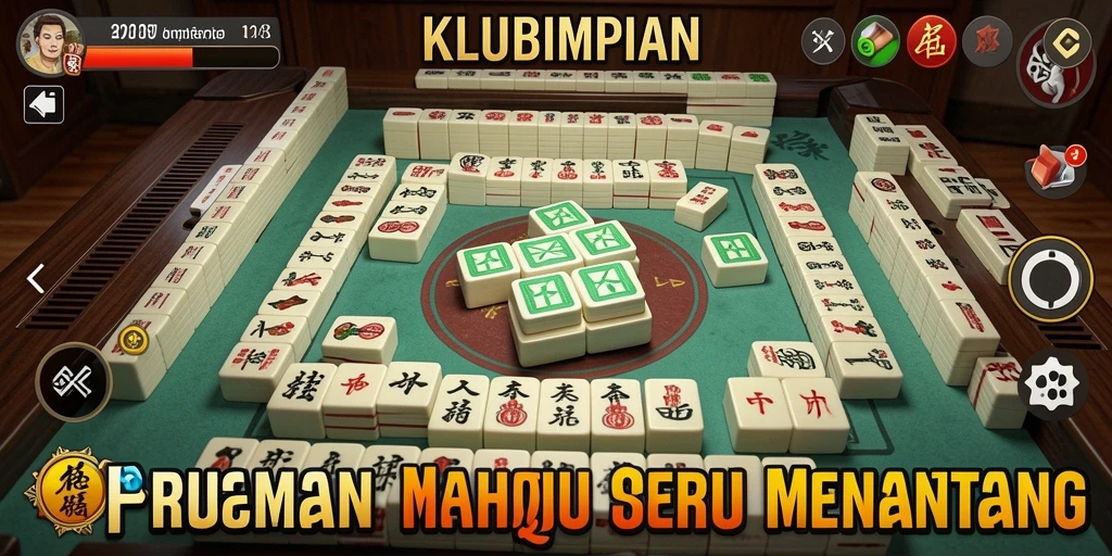 Tampilan gameplay menarik dari KLUBIMPIAN dengan ubin Mahjong.