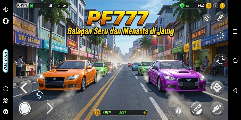 Tampilan gameplay balapan yang penuh aksi di PF777.