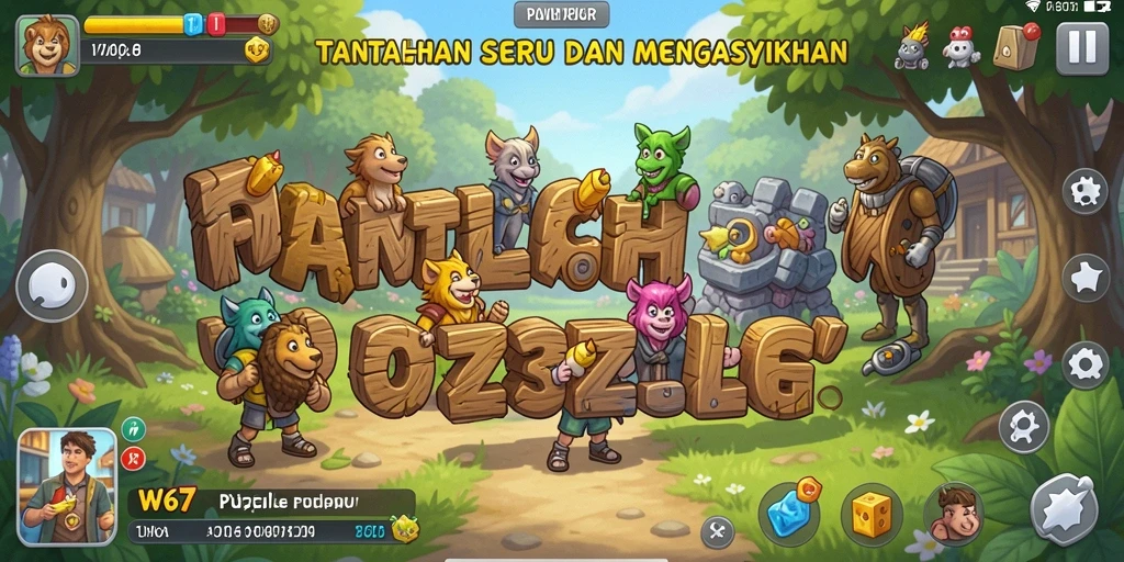 Screenshot gameplay yang menunjukkan tantangan puzzle yang menarik di W67.